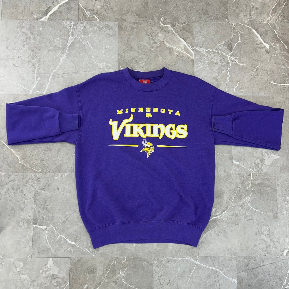 Vintage Minnesota Vikings Sweatshirt Mens Medium Purple Crewneck Pullover NFL